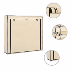vidaXL Shoe Cabinet with Cover Cream Fabric Footwear Storage Rack Organiser