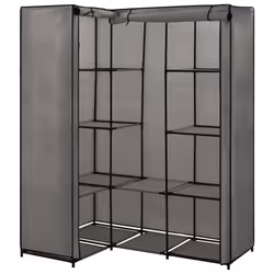 vidaXL Corner Wardrobe Grey Clothing Garment Stand Storage Cupboard Organiser