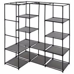 vidaXL Corner Wardrobe Grey Clothing Garment Stand Storage Cupboard Organiser - Additional view 4