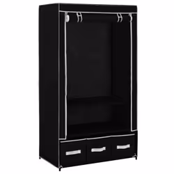 vidaXL Wardrobe Black Fabric Clothing Garment Stand Storage Cupboard Organiser
