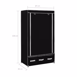 vidaXL Wardrobe Black Fabric Clothing Garment Stand Storage Cupboard Organiser