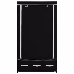vidaXL Wardrobe Black Fabric Clothing Garment Stand Storage Cupboard Organiser - Additional view 4