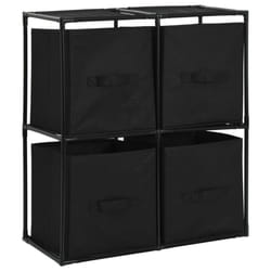 vidaXL Storage Cabinet with 4 Fabric Baskets Black Steel Drawer Organiser Rack