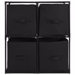 vidaXL Storage Cabinet with 4 Fabric Baskets Black Steel Drawer Organiser Rack
