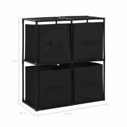 vidaXL Storage Cabinet with 4 Fabric Baskets Black Steel Drawer Organiser Rack - Additional view 6