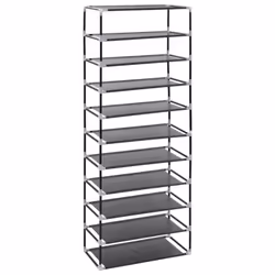 vidaXL Shoe Cabinet Black Fabric Footwear Shelf Storage Organiser Cupboard - Additional view 6