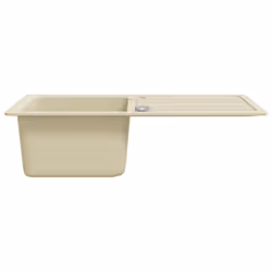 vidaXL Granite Kitchen Sink Single Basin Beige Basket Strainer Wash Bowl Basin - Additional view 5