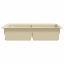 vidaXL Granite Kitchen Sink Double Basins Beige Basket Strainer Basin Bowl - Additional view 5