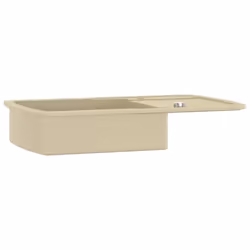 vidaXL Granite Kitchen Sink Single Basin Beige Basket Strainer Wash Bowl Basin