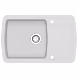 vidaXL Granite Kitchen Sink Single Basin White Basket Strainer Wash Bowl Basin