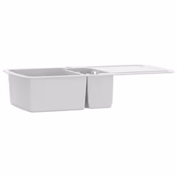 vidaXL Granite Kitchen Sink Double Basins White Basket Strainer Basin Bowl