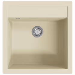vidaXL Granite Kitchen Sink Single Basin Beige Basket Strainer Basin Bowl - Additional view 2