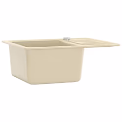 vidaXL Granite Kitchen Sink Single Basin Beige Basket Strainer Wash Bowl Basin - Additional view 3