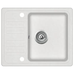 vidaXL Granite Kitchen Sink Single Basin White Basket Strainer Wash Bowl Basin