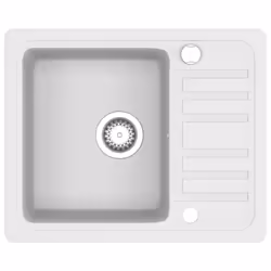 vidaXL Granite Kitchen Sink Single Basin White Basket Strainer Wash Bowl Basin