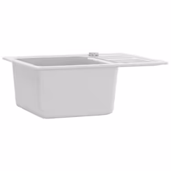 vidaXL Granite Kitchen Sink Single Basin White Basket Strainer Wash Bowl Basin