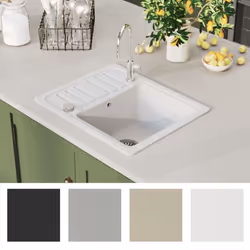 vidaXL Granite Kitchen Sink Single Basin White Basket Strainer Wash Bowl Basin - Additional view 6