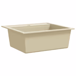 vidaXL Granite Kitchen Sink Single Basin Beige Basket Strainer Wash Bowl Basin