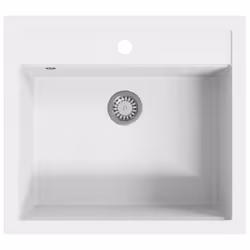 vidaXL Granite Kitchen Sink Single Basin White Basket Strainer Wash Bowl Basin