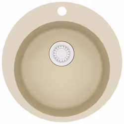 vidaXL Granite Kitchen Sink Single Basin Round Beige Basket Strainer Basin - Additional view 2