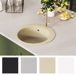 vidaXL Granite Kitchen Sink Single Basin Round Beige Basket Strainer Basin - Additional view 3