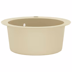vidaXL Granite Kitchen Sink Single Basin Round Beige Basket Strainer Basin - Additional view 5