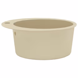 vidaXL Granite Kitchen Sink Single Basin Round Beige Basket Strainer Basin - Additional view 6