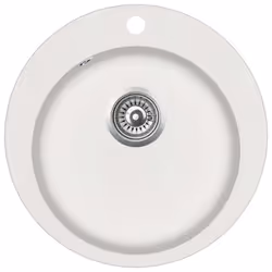vidaXL Granite Kitchen Sink Single Basin Round White Basket Strainer Basin
