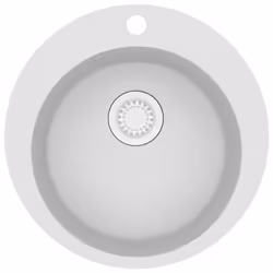 vidaXL Granite Kitchen Sink Single Basin Round White Basket Strainer Basin