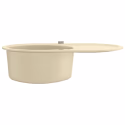 vidaXL Granite Kitchen Sink Single Basin Oval Beige Basket Strainer Basin