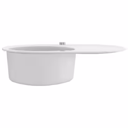vidaXL Granite Kitchen Sink Single Basin Oval White Basket Strainer Basin