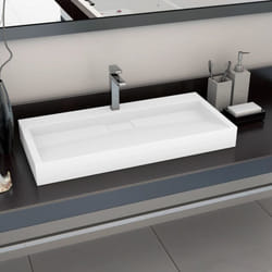 vidaXL Wash Basin 100cm Mineral Cast/Marble Cast White Bathroom Washroom Sink
