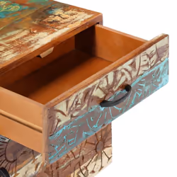 vidaXL Hand Carved Bedside Cabinet 50cm Solid Reclaimed Wood Storage Stand - Additional view 6