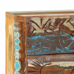 vidaXL Hand Carved Bedside Cabinet 50cm Solid Reclaimed Wood Storage Stand - Additional view 7