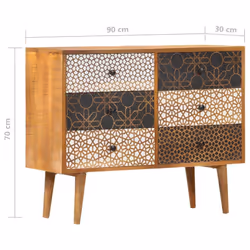 vidaXL Solid Mango Wood Sideboard 90x30x70cm Cabinets Organiser Storage Stand - Additional view 7