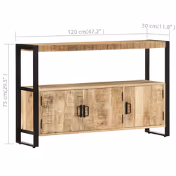 vidaXL Solid Mango Wood Side Cabinet Storage Lowboard Sideboard Commode Chest - Additional view 6