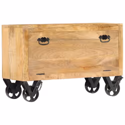 vidaXL Solid Mango Wood Shoe Cabinet with 4 Casters Footwear Rack Organiser - Additional view 10