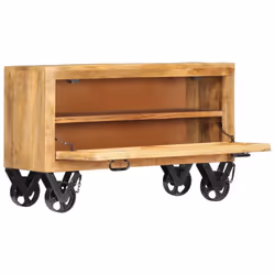 vidaXL Solid Mango Wood Shoe Cabinet with 4 Casters Footwear Rack Organiser - Additional view 5