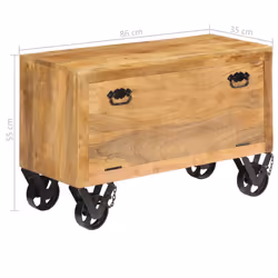 vidaXL Solid Mango Wood Shoe Cabinet with 4 Casters Footwear Rack Organiser - Additional view 8
