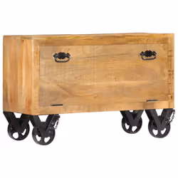 vidaXL Solid Mango Wood Shoe Cabinet with 4 Casters Footwear Rack Organiser - Additional view 9