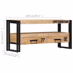 vidaXL Solid Mango Wood TV Cabinet 100cm HiFi Media Centre Lowboard Stand - Additional view 5