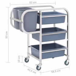 vidaXL Kitchen Cart with Plastic Containers Dining Room Trolleys Organiser - Additional view 8