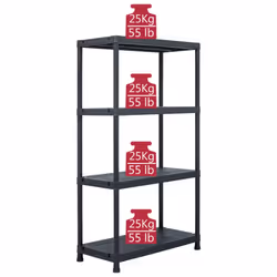 vidaXL 1/2/5x Storage Shelf Rack Black Plastic Display Organiser Multi Sizes - 60 x 30 x 138 cm/ 2 piece - Additional view 7