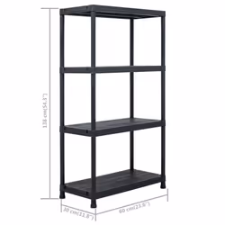 vidaXL 1/2/5x Storage Shelf Rack Black Plastic Display Organiser Multi Sizes - 60 x 30 x 138 cm/ 5 piece - Additional view 3