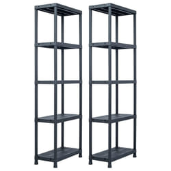 vidaXL 2x Storage Shelf Racks Black 60x30x180cm Plastic Display Organiser Unit