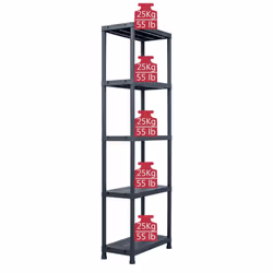 vidaXL 2x Storage Shelf Racks Black 60x30x180cm Plastic Display Organiser Unit - Additional view 7