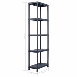vidaXL 2x Storage Shelf Racks Black 60x30x180cm Plastic Display Organiser Unit - Additional view 8
