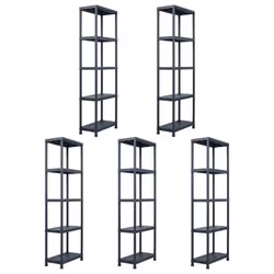 vidaXL 5x Storage Shelf Racks Black 60x30x180cm Plastic Display Organiser Unit
