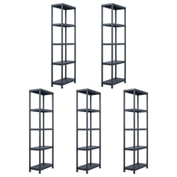 vidaXL 5x Storage Shelf Racks Black 60x30x180cm Plastic Display Organiser Unit
