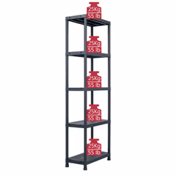 vidaXL 5x Storage Shelf Racks Black 60x30x180cm Plastic Display Organiser Unit - Additional view 7